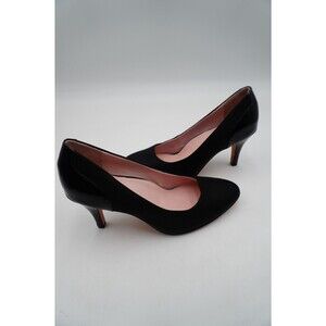 Taryn Rose Black and Patent Leather Round Toe Pumps Luxury Comfort Heels Size 7M